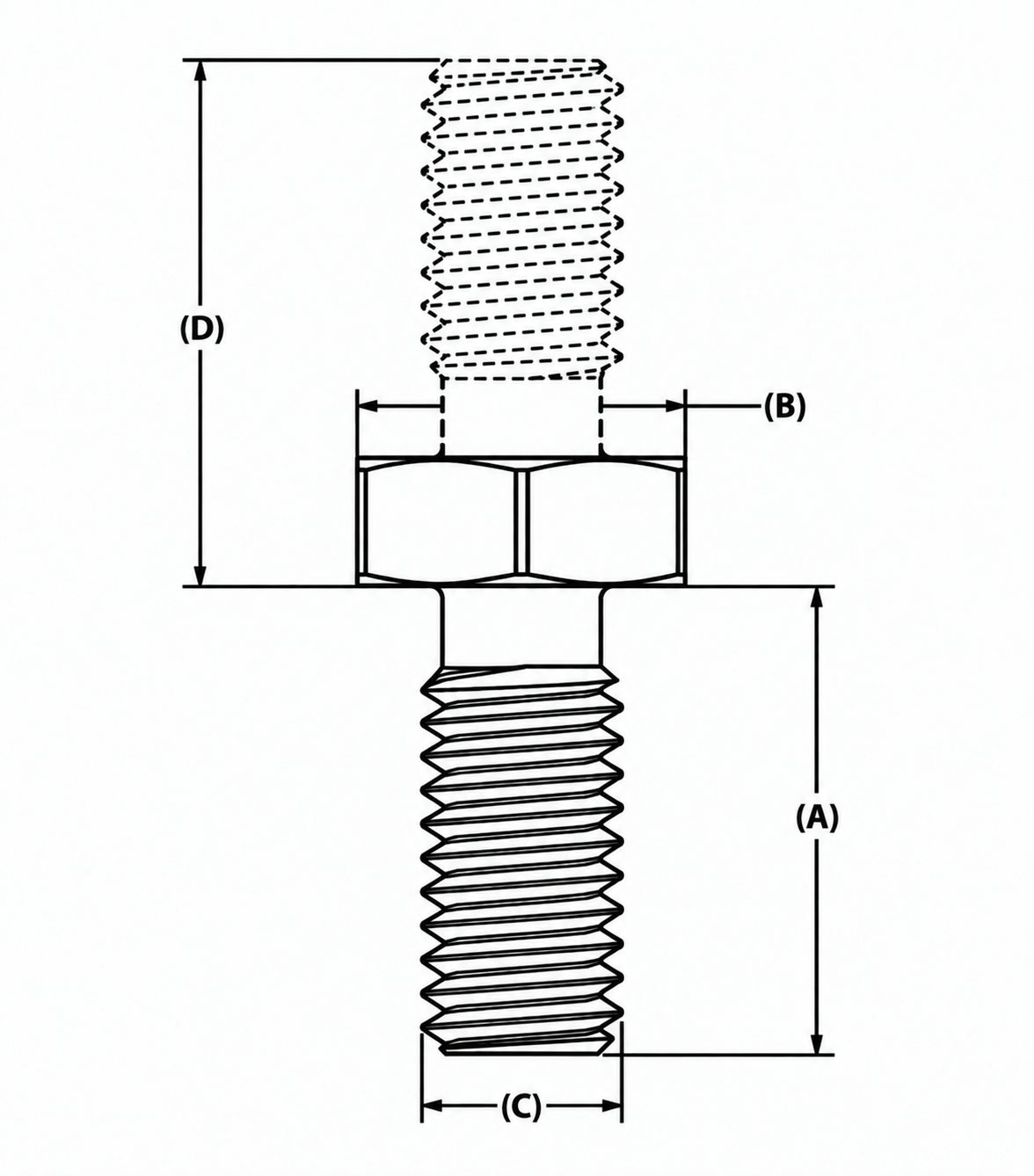 Screw feeder part dimension diagram