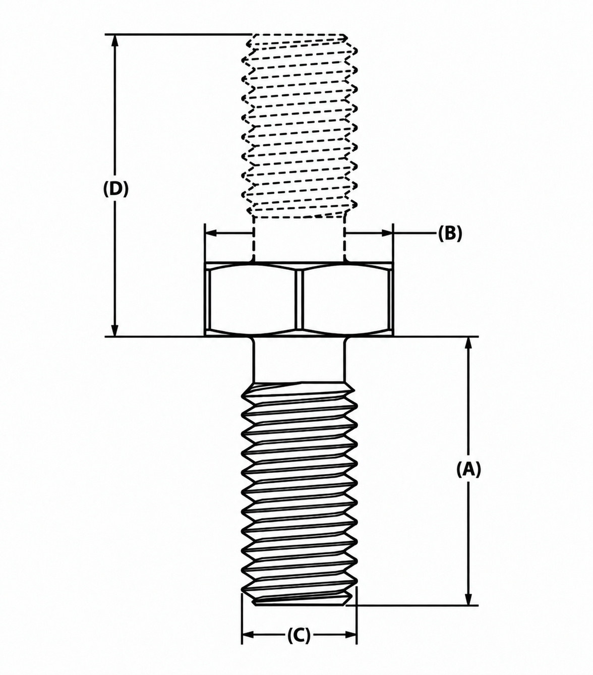 Screw feeder part dimension diagram